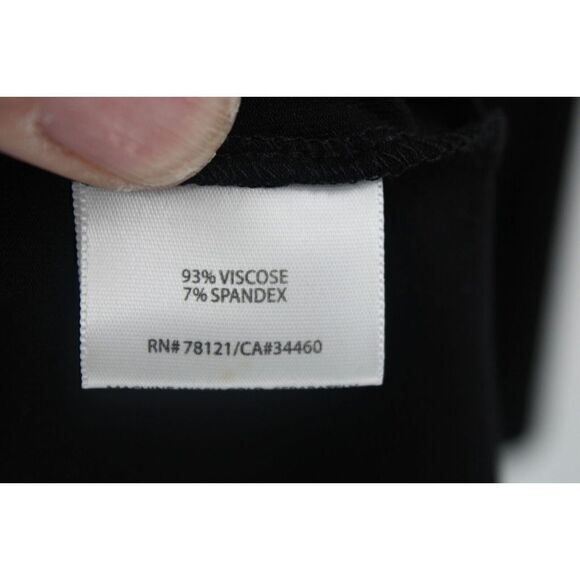 EILEEN FISHER BLACK JERSEY KNIT EMBELLISHED NECKLINE 3/4 SLV TUNIC MINI DRESS L - Picture 6 of 6